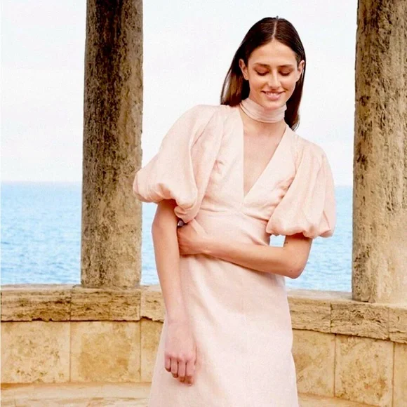 Zimmermann Dresses Zimmermann Dancer Day Midi Dress Blush Pink - Main Image